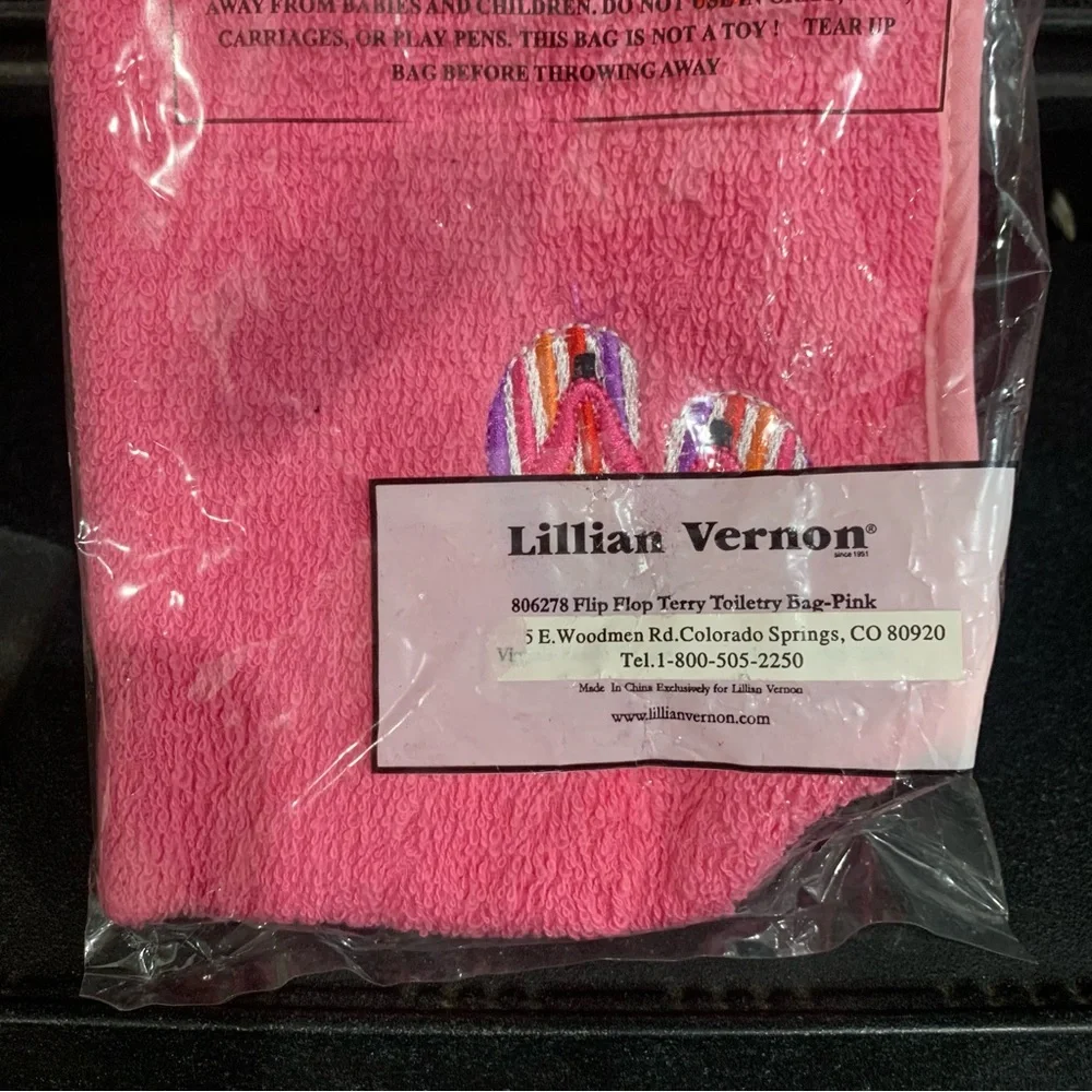 Lillian Vernon Flip Flop Terry Pink Toiletry Bag 806278 Brand New